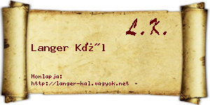 Langer Kál névjegykártya